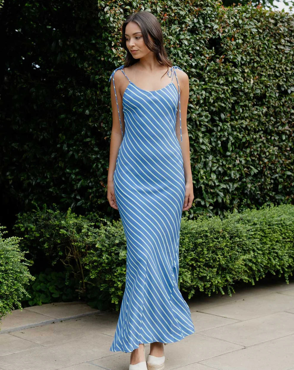 Caitlin Crisp Camille Candy Blue Stripe Maxi Dress