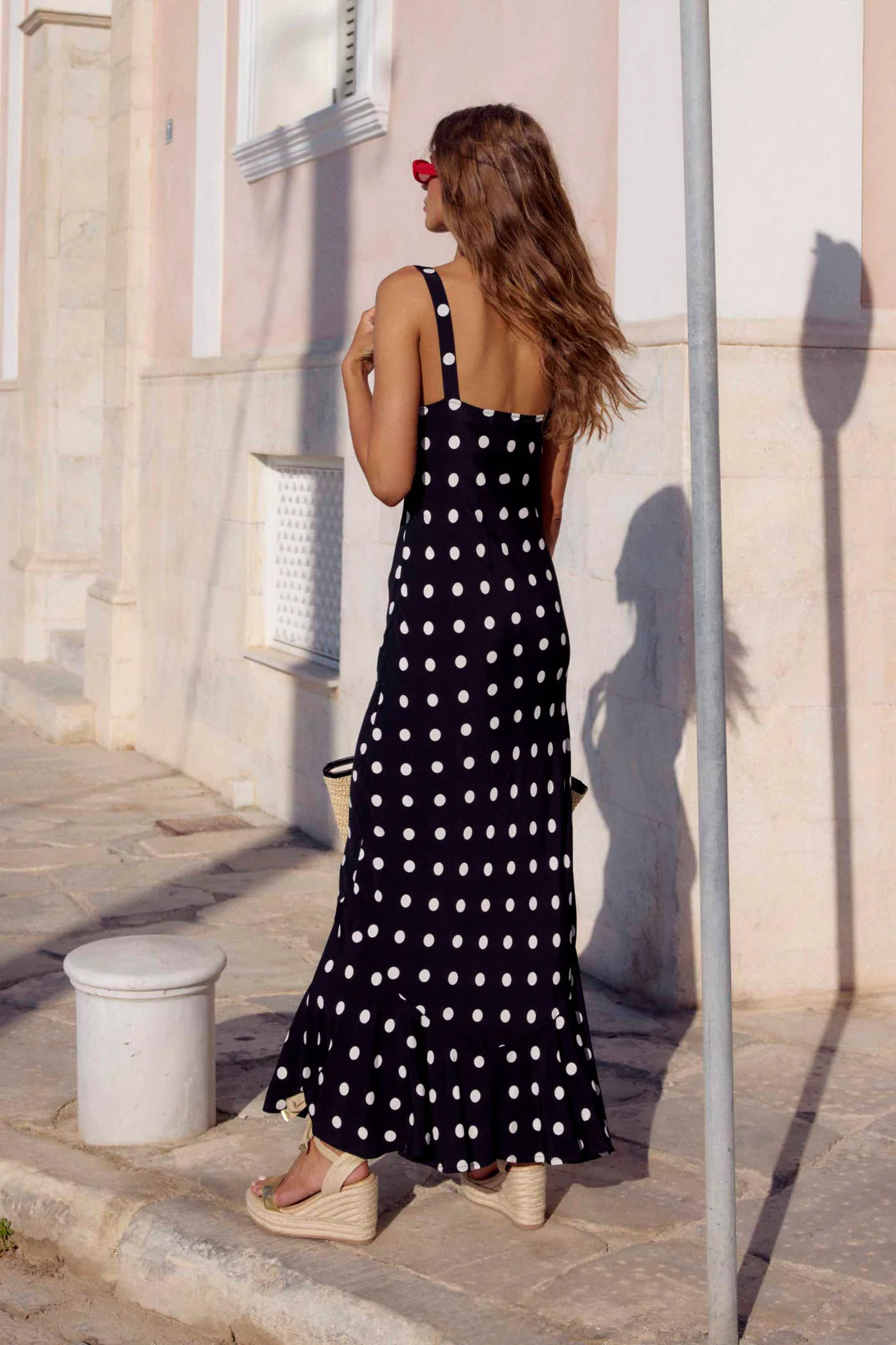 Gia Dress in Black/White Polka Dot