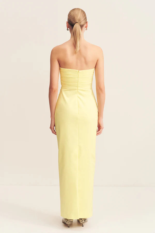 Shona Joy Lani Strapless Draped Maxi in Lemonade