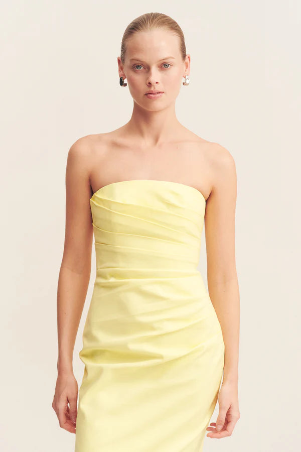 Shona Joy Lani Strapless Draped Maxi in Lemonade