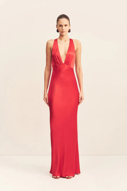 Shona Joy Plunged Cross Back Maxi