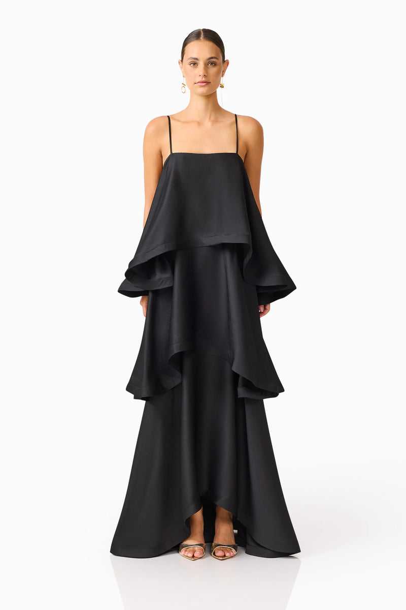 Elliatt Tilly Tiered Maxi Dress in Black
