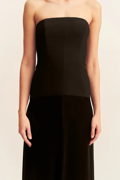 Adri Strapless Panelled Maxi Dress in Black
