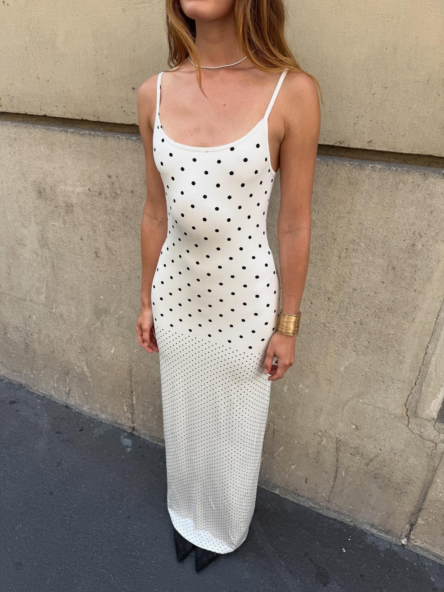 With Harpur Lu Slip Dress in White Polka