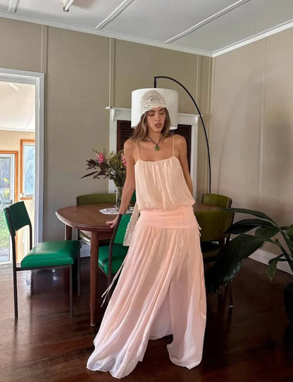 Bec & Bridge Camille Blouson Dress in Peach