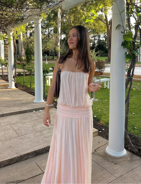 Bec & Bridge Camille Blouson Dress in Peach