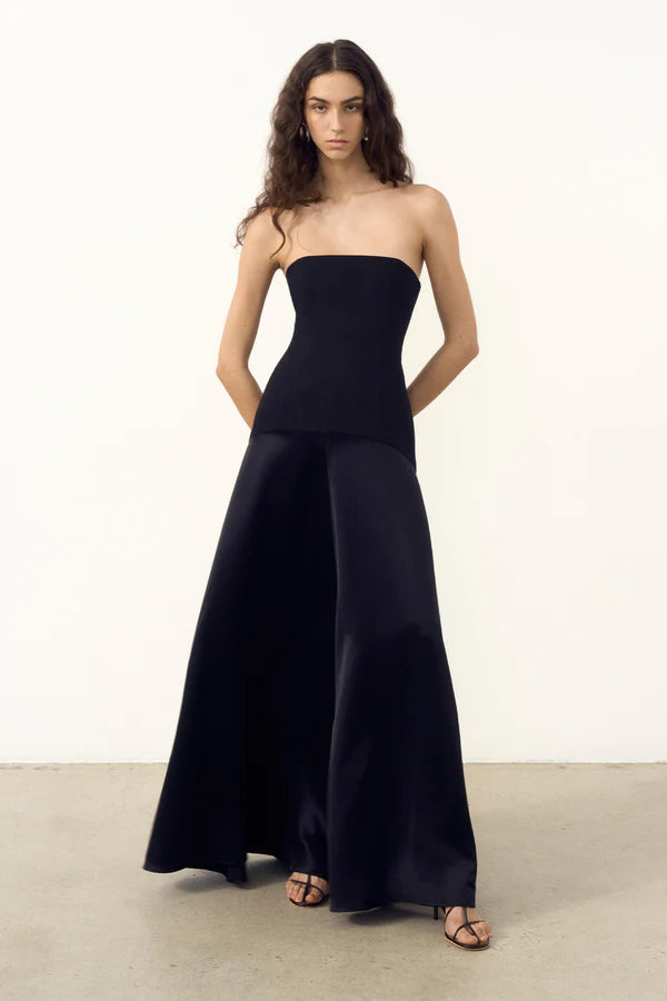 Adri Strapless Panelled Maxi Dress in Black