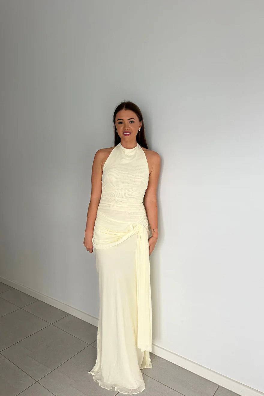 Bec & Bridge Jasmin Halter Dress in Lemon