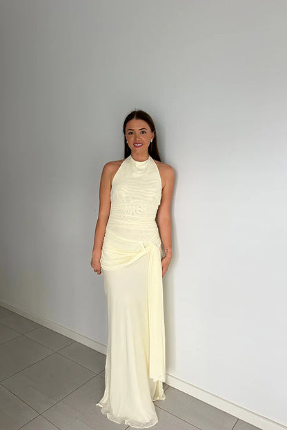 Bec & Bridge Jasmin Halter Dress in Lemon