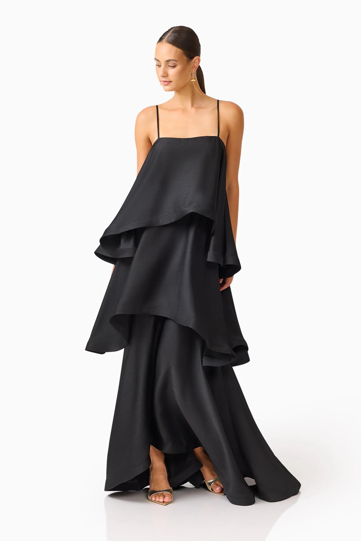 Elliatt Tilly Tiered Maxi Dress in Black