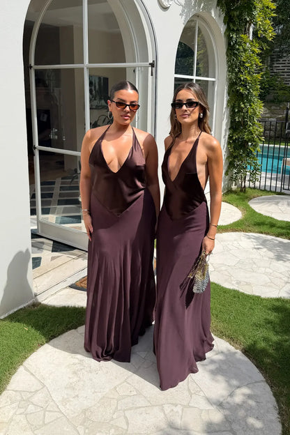 Jaz V Neck Maxi in Chocolate