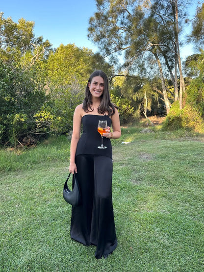 Adri Strapless Panelled Maxi Dress in Black