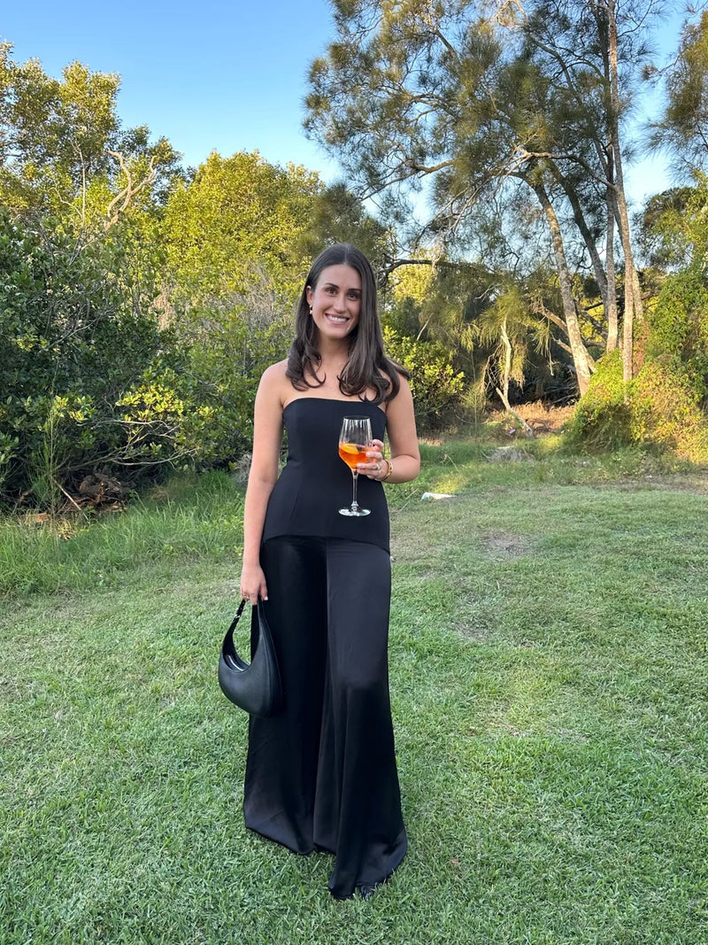 Adri Strapless Panelled Maxi Dress in Black
