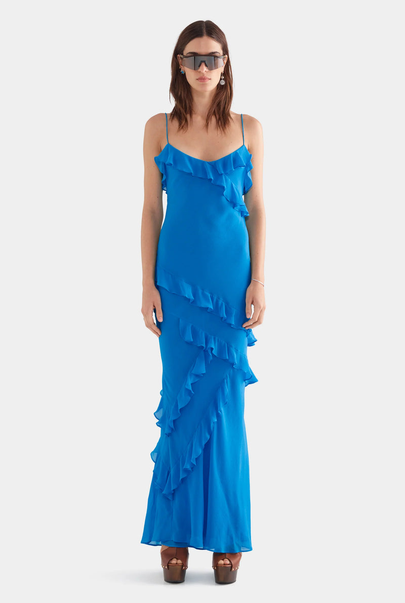 Venroy Silk Ruffle Slip Dress