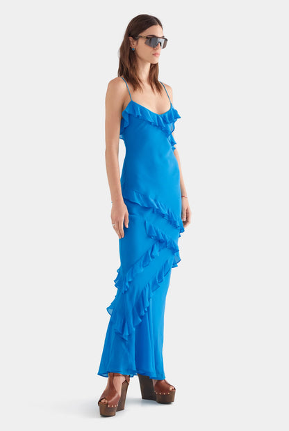 Venroy Silk Ruffle Slip Dress