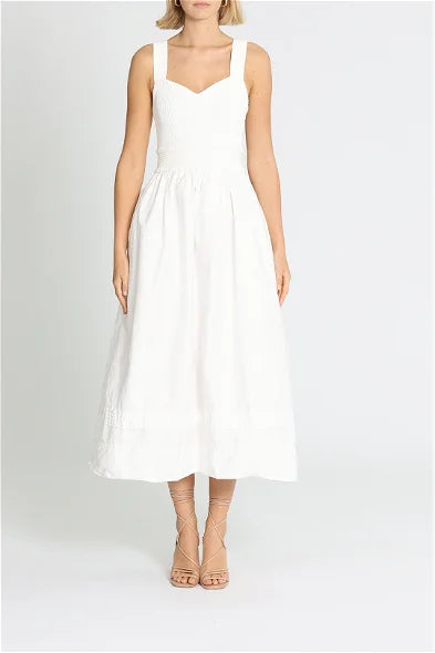 AJE Romarin Knit Bodice Midi Dress
