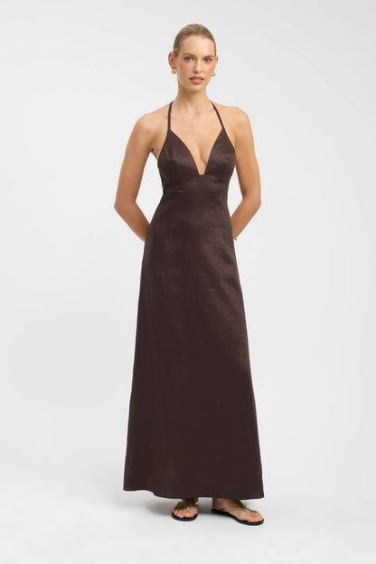 Kookai Tahiti Beaded Maxi in Brown